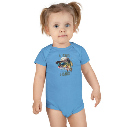 Fishing Baby Onesie® - 'Wishin' & Fishin' Design, Perfect for Outdoor Enthusiasts