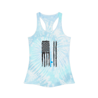 Patriotic Tie Dye Racerback Tank Top - Summer Outdoor Wear