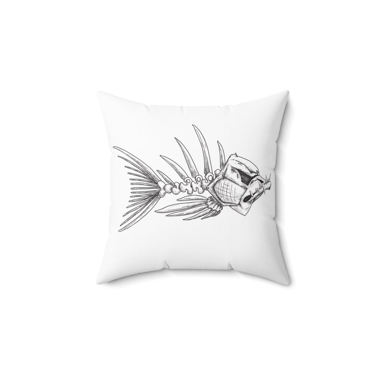 Unique Fish Bone Design Spun Polyester Pillow - Stylish Home Decor for Ocean Lovers