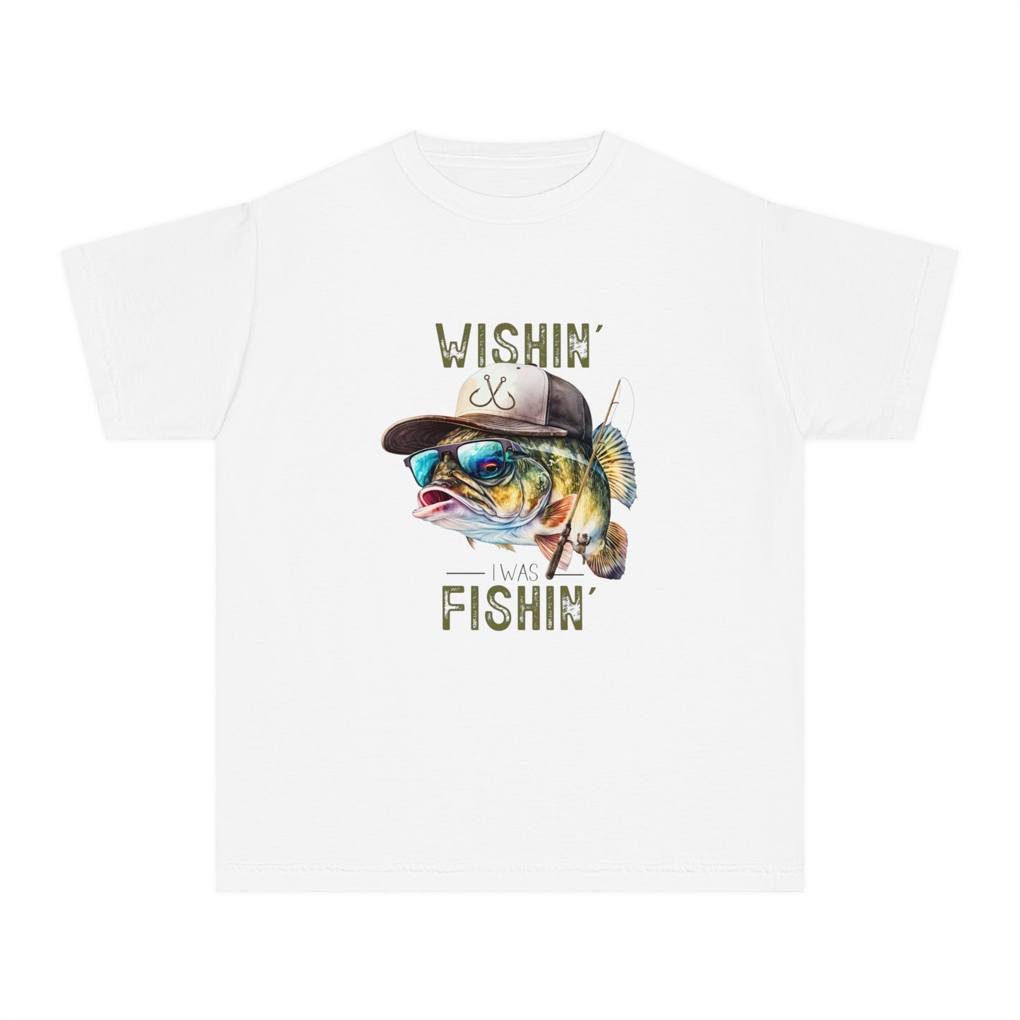 Youth Midweight Tee - 'Wishin' I Was Fishin'' Graphic T-Shirt for Young Anglers