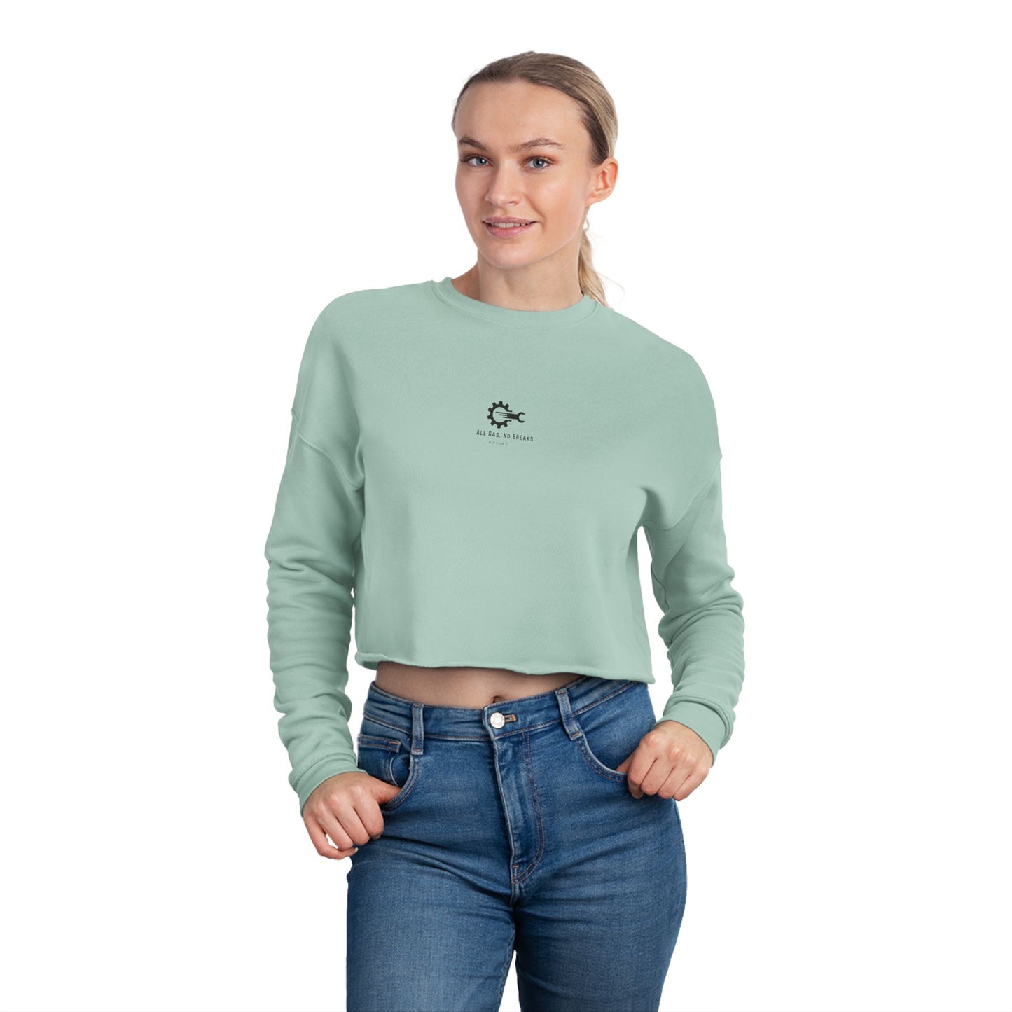 Women's Cropped Sweatshirt - 'Dirty Hands, Clean Money' Casual Statement Top