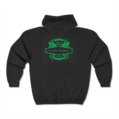 All Gas No Breaks Unisex Heavy Blend Full Zip Hooded Sweatshirt - Perfect for Racing Enthusiasts