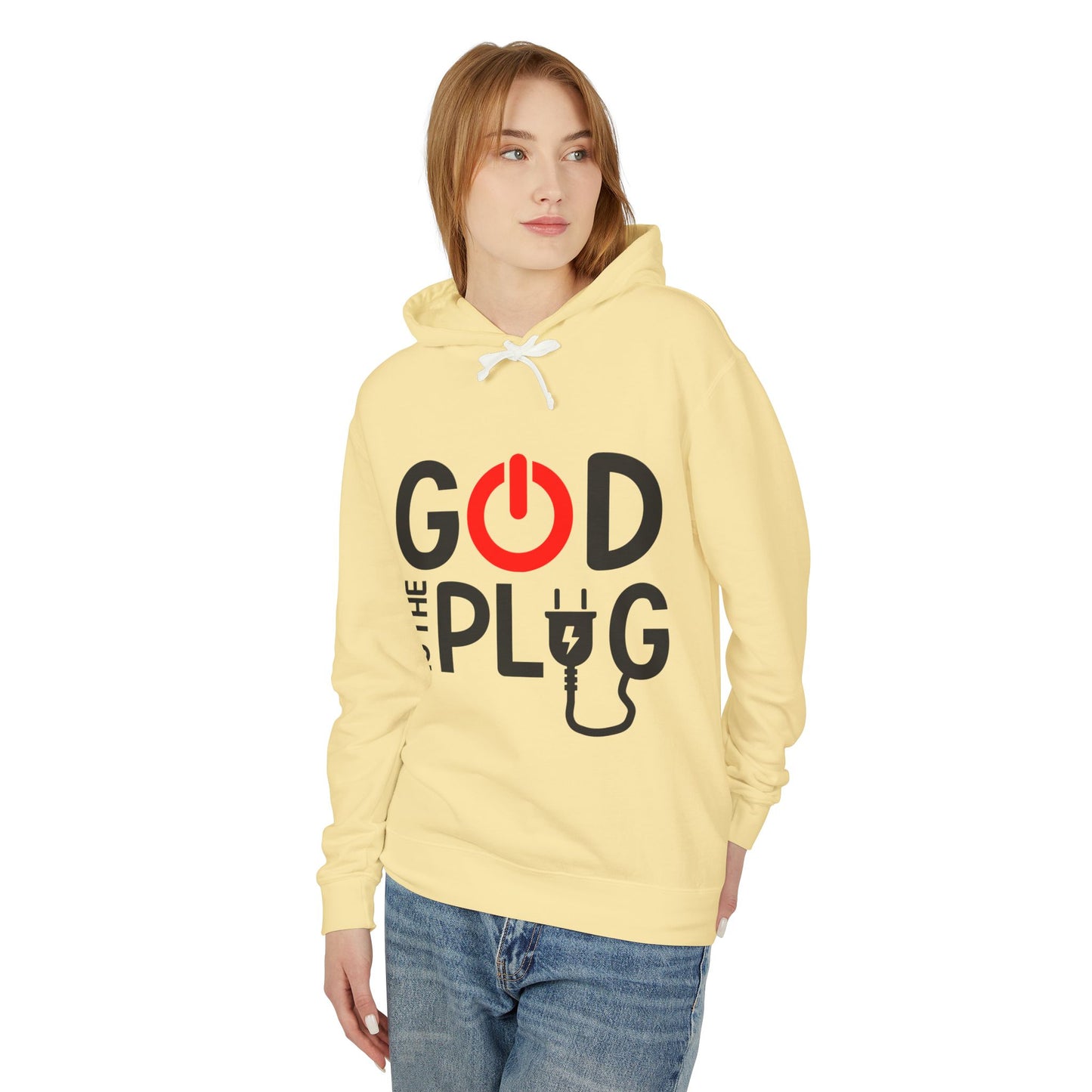 God is the Plug Unisex Lightweight Hoodie - Inspirational Sweatshirt for Daily Motivation