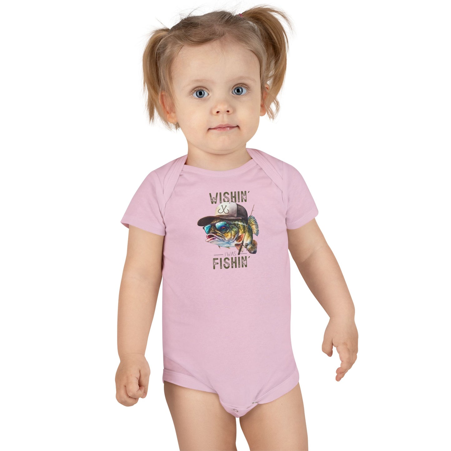 Fishing Baby Onesie® - 'Wishin' & Fishin' Design, Perfect for Outdoor Enthusiasts