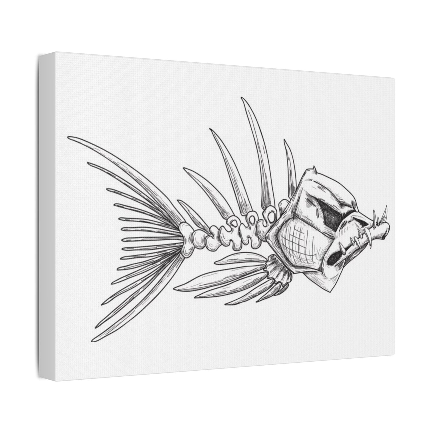 Artistic Fish Skeleton Canvas Print - Unique Home Decor for Ocean Lovers