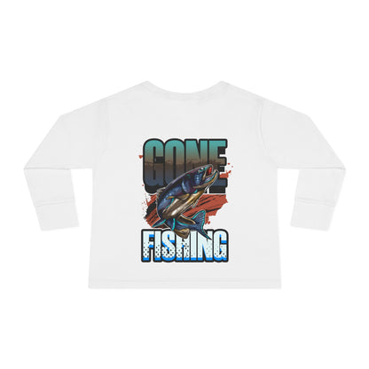 Wishin' I Was Fishin' Toddler Long Sleeve Tee - Fun Fishing Graphic Tee for Kids