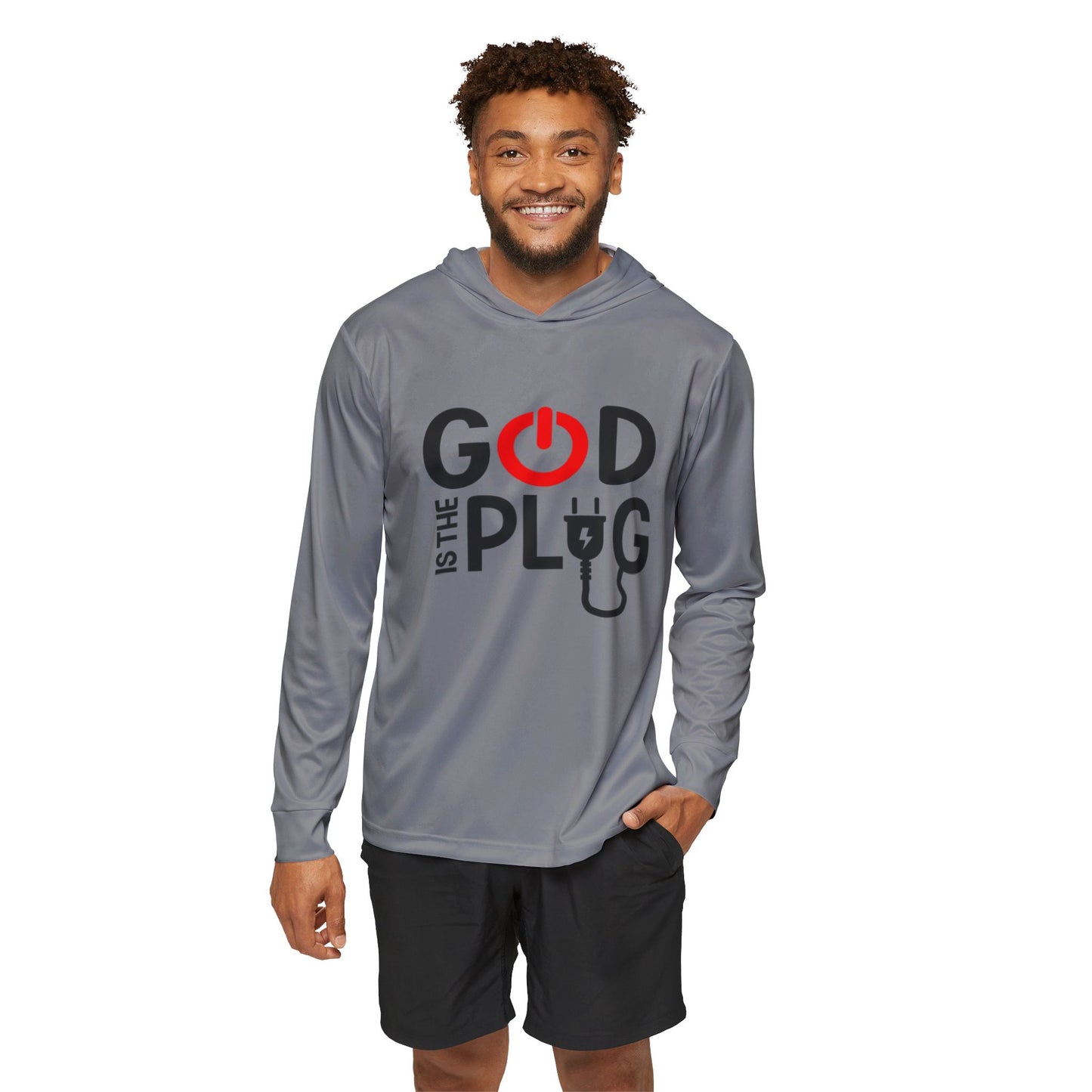 Men's Sports Long Sleeve - 'God is the Plug' Motivational Activewear