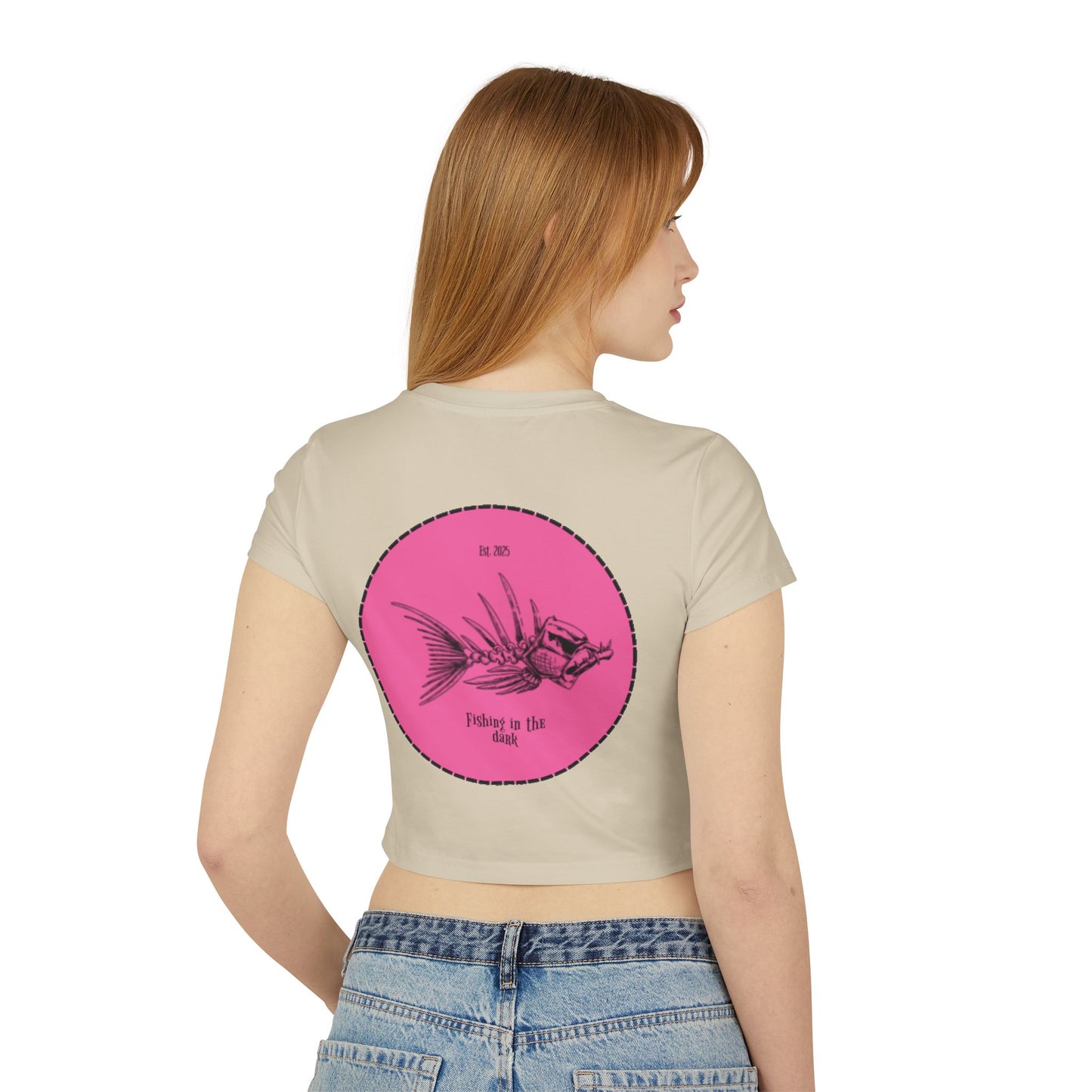 Fishing in the Dark Women's Baby Tee - Fun Graphic Tee for Fishing Enthusiasts