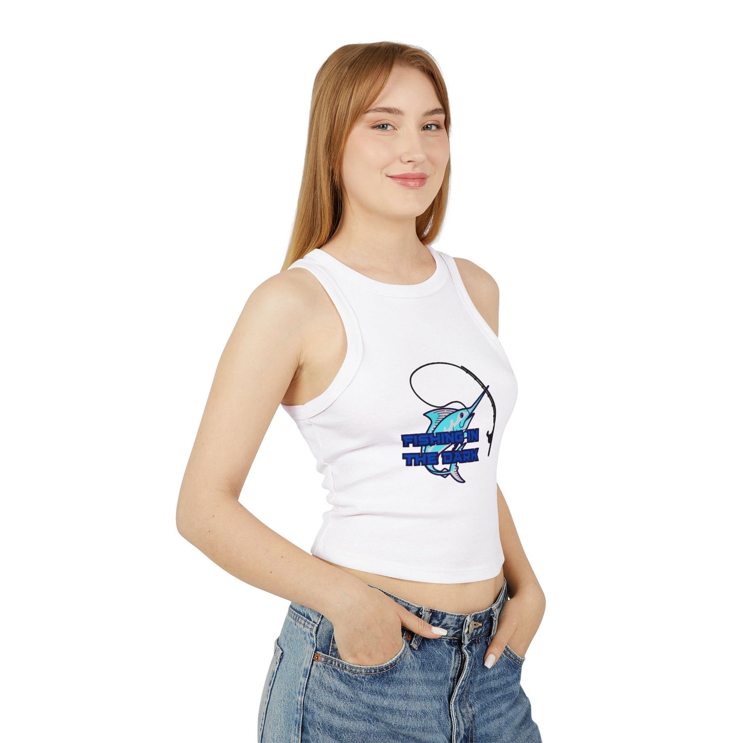 Fishing in the Dark Women's Micro Rib Racer Tank Top - Outdoor Adventure Apparel