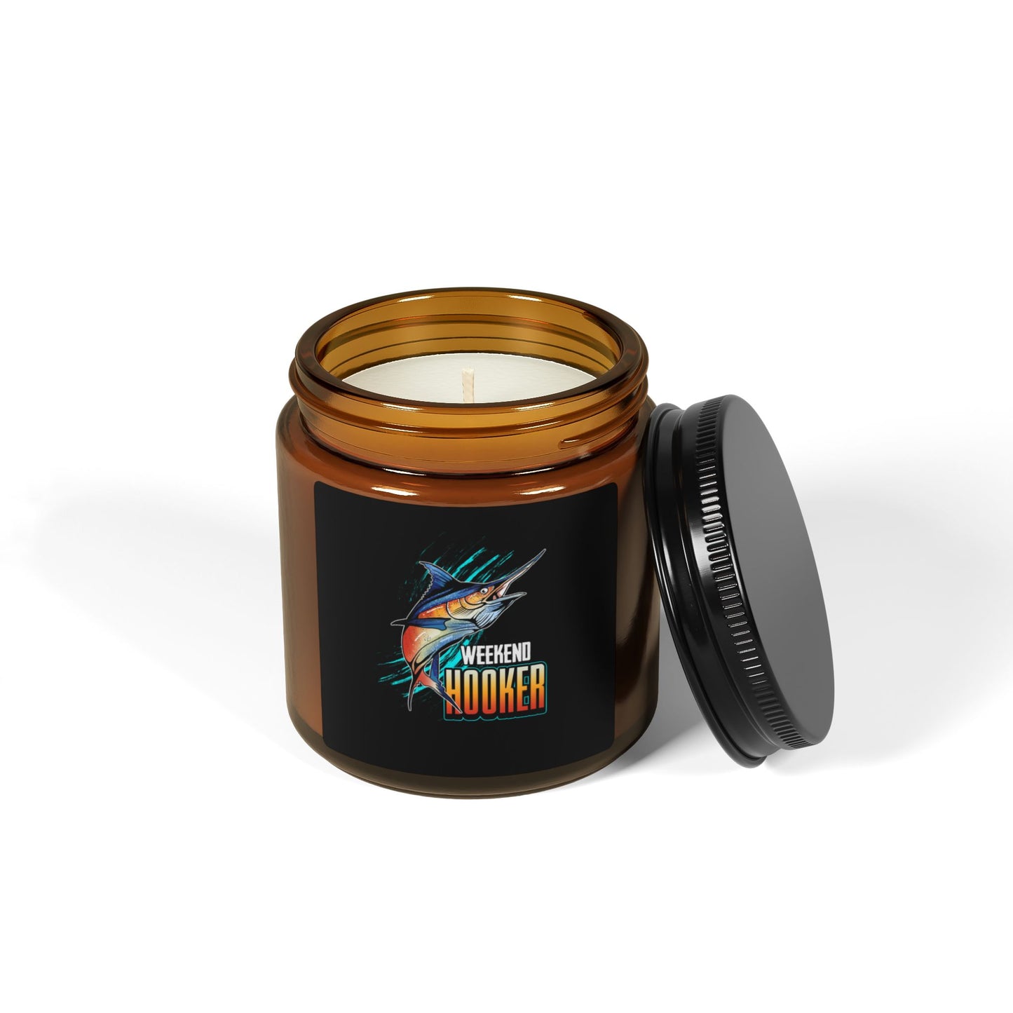 Weekend Hooker Scented Soy Candle - Multi-Size Amber Jar for Fishing Lovers