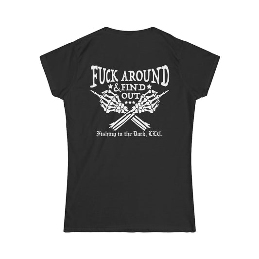 Women's Graphic Tee - 'Fuck Around & Find Out' with American Flag Design - Perfect for Outdoor Enthusiasts