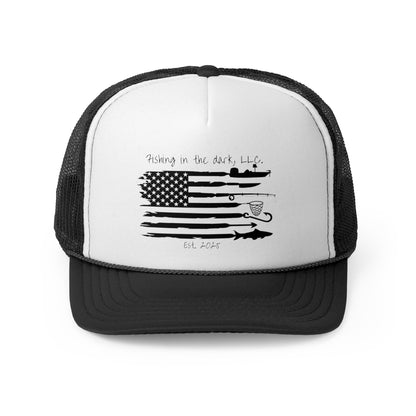 Fishing Trucker Cap with American Flag Design | Outdoor Fishing Enthusiast Hat