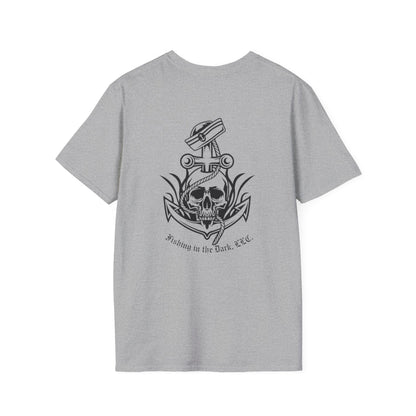 Fishing Enthusiast Unisex Softstyle T-Shirt - 'Fish On' & Skull Design