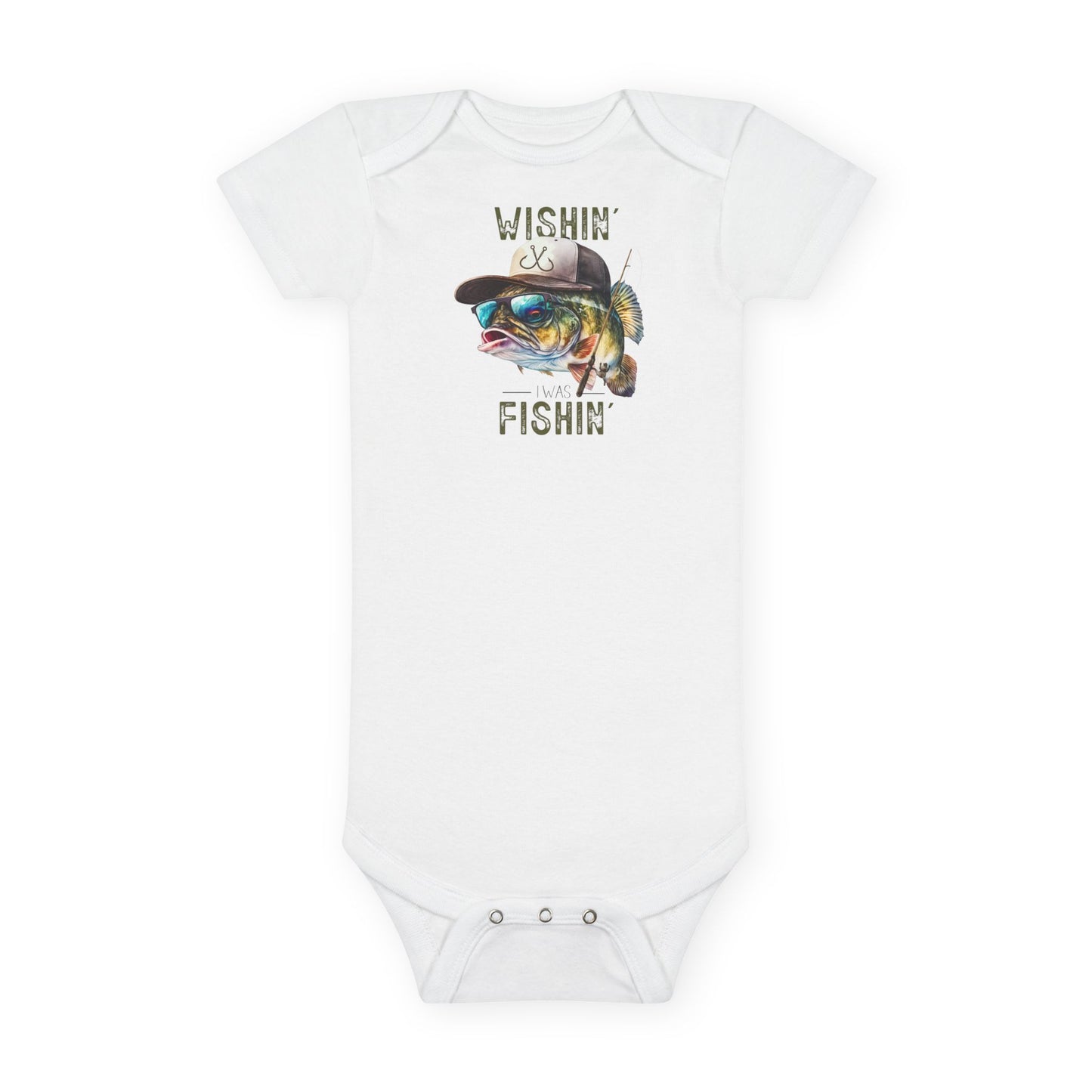 Fishing Baby Onesie® - 'Wishin' & Fishin' Design, Perfect for Outdoor Enthusiasts