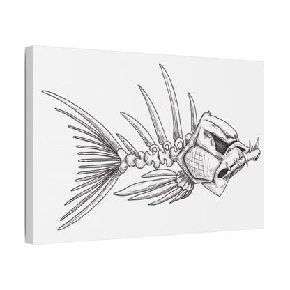 Artistic Fish Skeleton Canvas Print - Unique Home Decor for Ocean Lovers