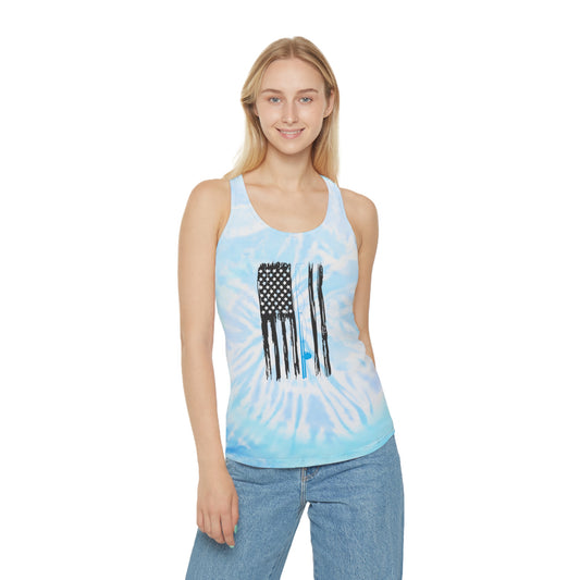 Patriotic Tie Dye Racerback Tank Top - Summer Outdoor Wear