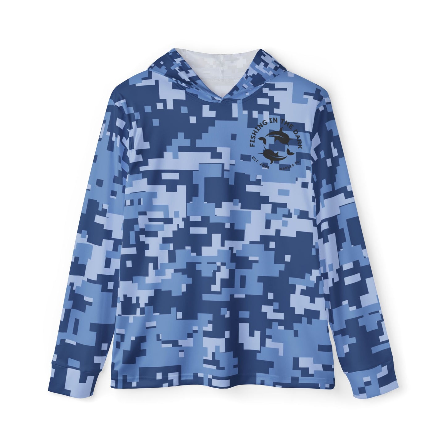 Unisex Fishing In The Dark Sports Blue Camo Warmup Hoodie - Comfortable and Stylish Activewear