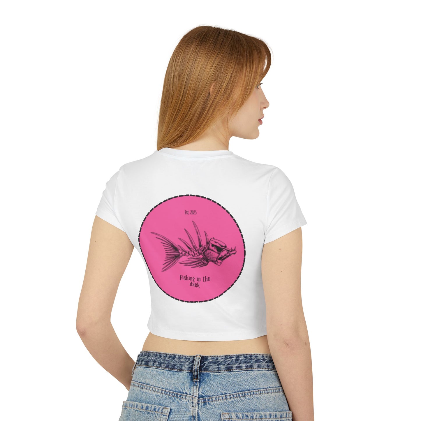 Fishing in the Dark Women's Baby Tee - Fun Graphic Tee for Fishing Enthusiasts