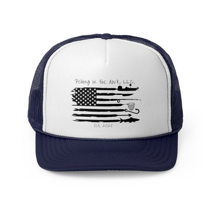 Fishing Trucker Cap with American Flag Design | Outdoor Fishing Enthusiast Hat