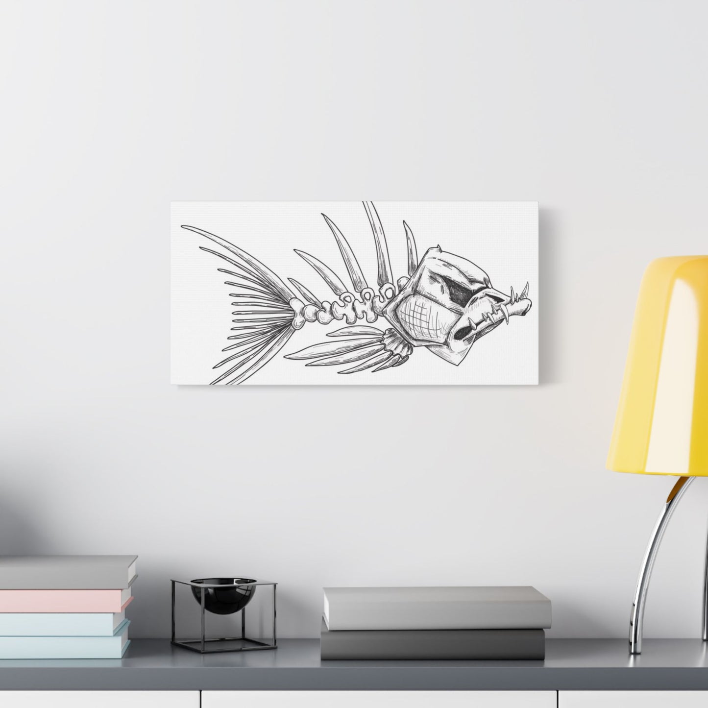 Artistic Fish Skeleton Canvas Print - Unique Home Decor for Ocean Lovers