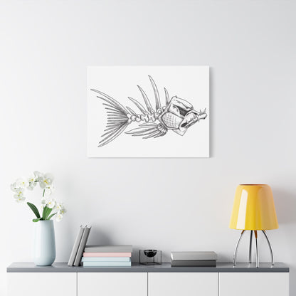 Artistic Fish Skeleton Canvas Print - Unique Home Decor for Ocean Lovers