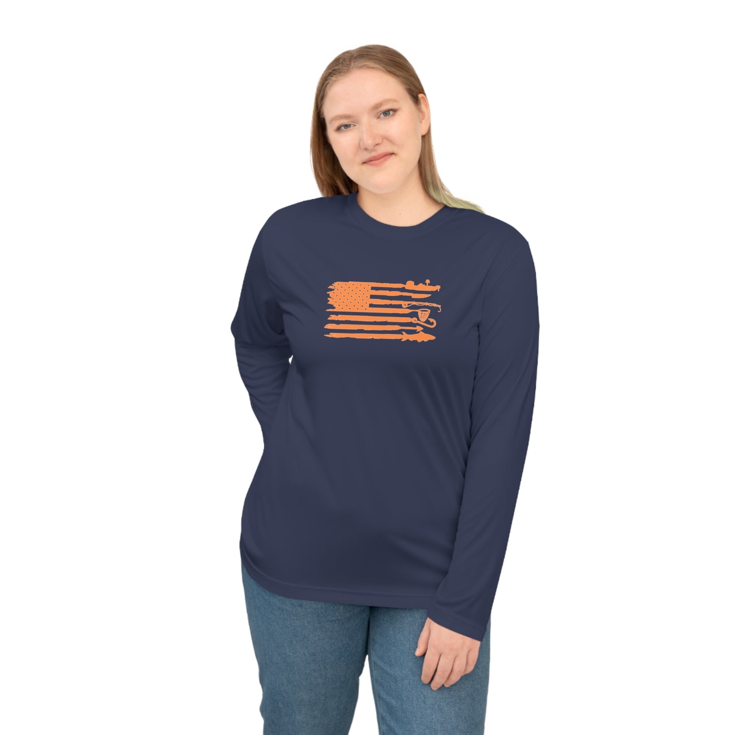 Weekend Hooker Unisex Performance Long Sleeve Shirt - Fishing Apparel with American Flag Design