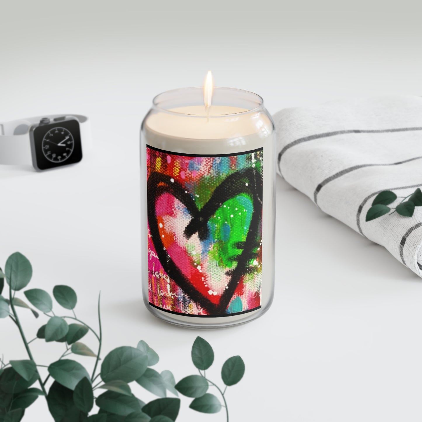 Colorful Heart Scented Candle - 13.75oz, Perfect for Romantic Occasions