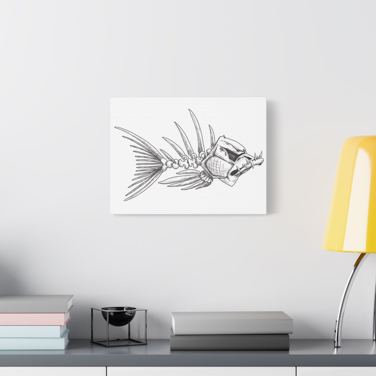 Artistic Fish Skeleton Canvas Print - Unique Home Decor for Ocean Lovers