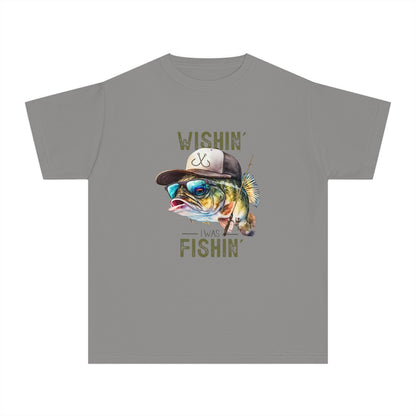 Youth Midweight Tee - 'Wishin' I Was Fishin'' Graphic T-Shirt for Young Anglers