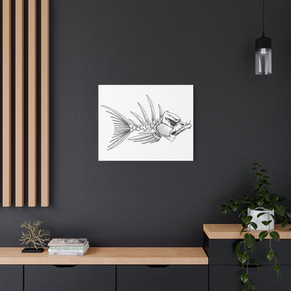 Artistic Fish Skeleton Canvas Print - Unique Home Decor for Ocean Lovers