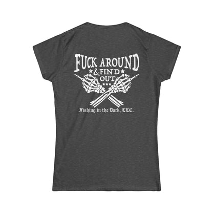 Women's Graphic Tee - 'Fuck Around & Find Out' with American Flag Design - Perfect for Outdoor Enthusiasts