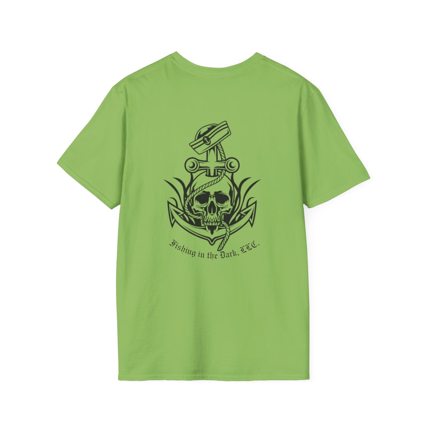 Fishing Enthusiast Unisex Softstyle T-Shirt - 'Fish On' & Skull Design