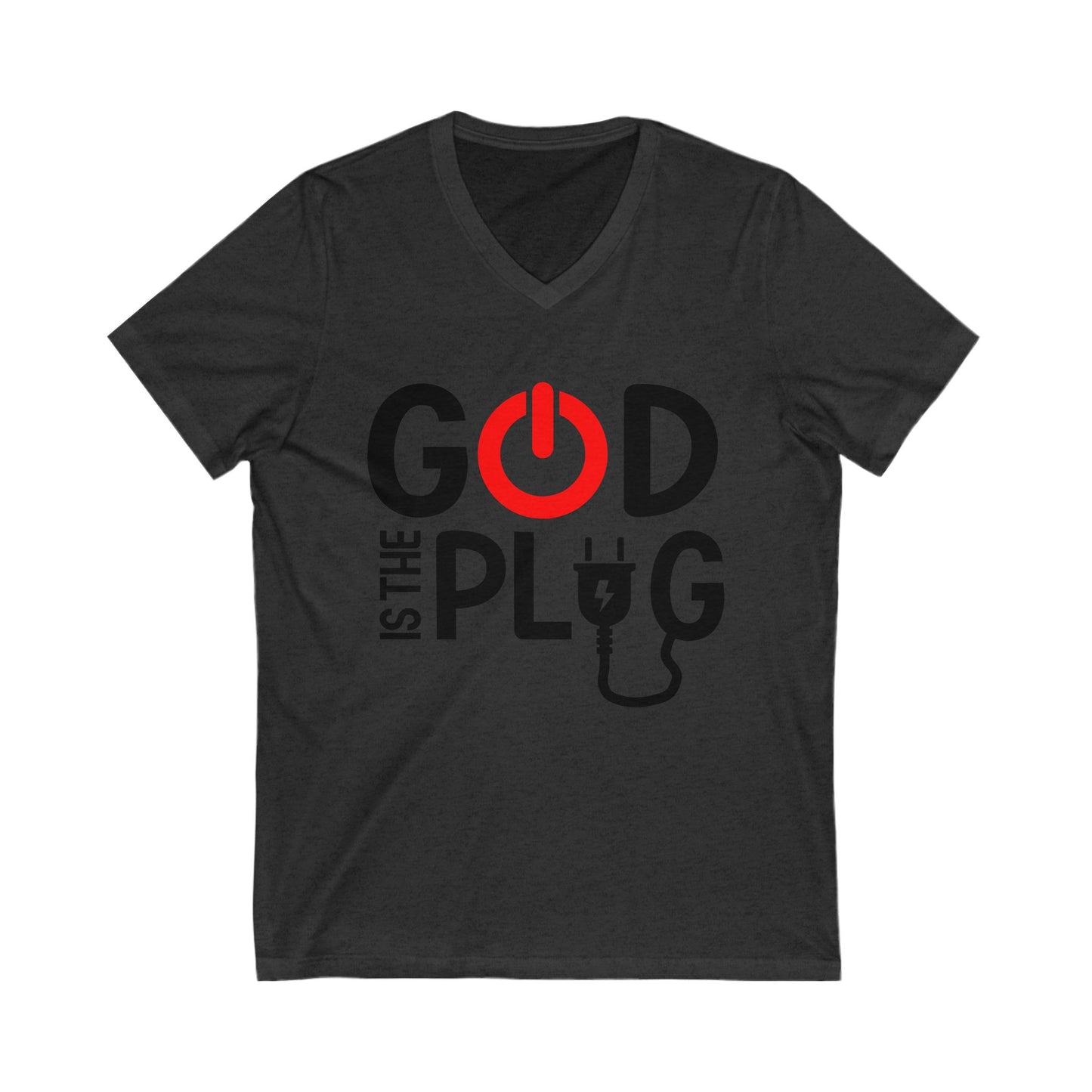 God Is The Plug V-Neck Tee - Unisex Christian T-Shirt