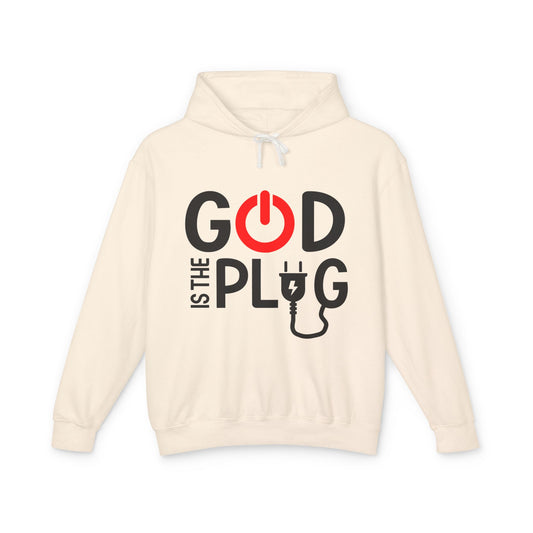 God is the Plug Unisex Lightweight Hoodie - Inspirational Sweatshirt for Daily Motivation