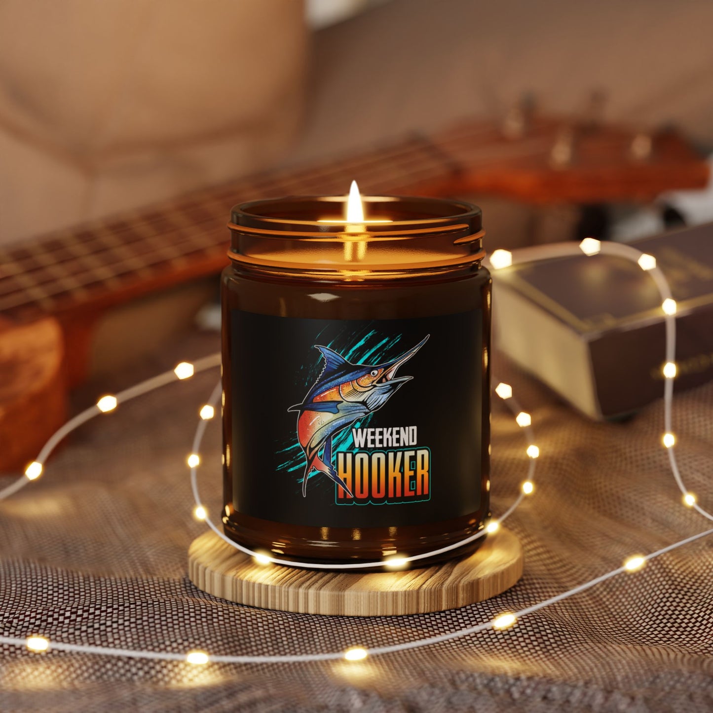 Weekend Hooker Scented Soy Candle - Multi-Size Amber Jar for Fishing Lovers