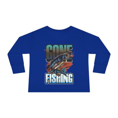 Wishin' I Was Fishin' Toddler Long Sleeve Tee - Fun Fishing Graphic Tee for Kids