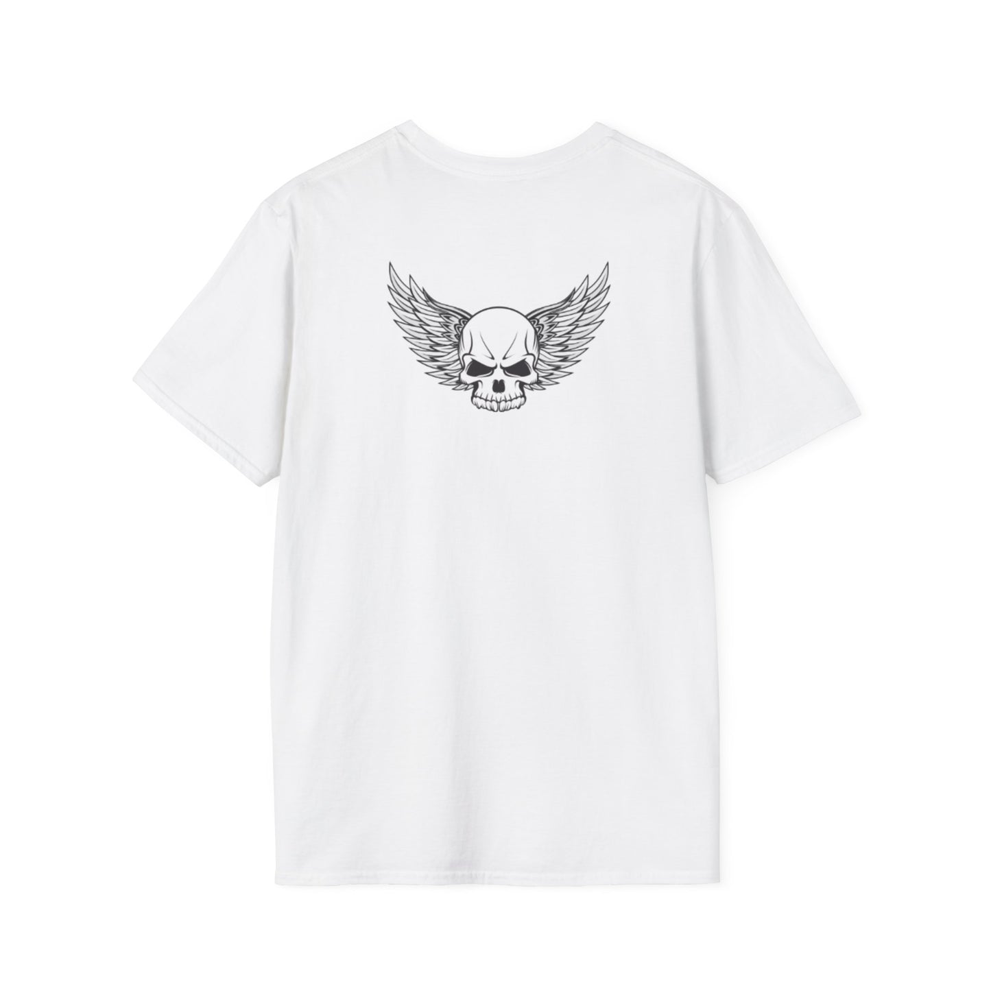 Unisex Softstyle T-Shirt - 'Addiction' Graphic with Skull & Wings Design