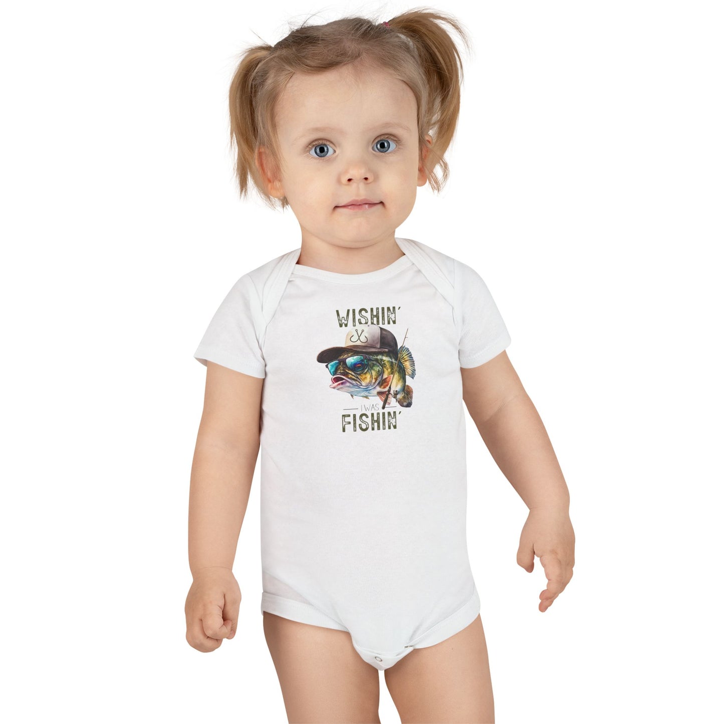 Fishing Baby Onesie® - 'Wishin' & Fishin' Design, Perfect for Outdoor Enthusiasts