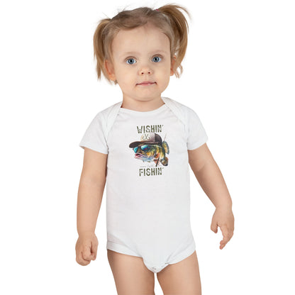 Fishing Baby Onesie® - 'Wishin' & Fishin' Design, Perfect for Outdoor Enthusiasts