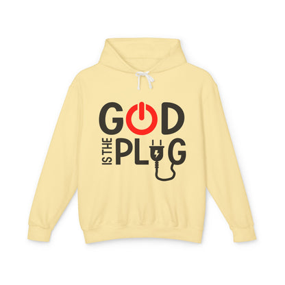 God is the Plug Unisex Lightweight Hoodie - Inspirational Sweatshirt for Daily Motivation