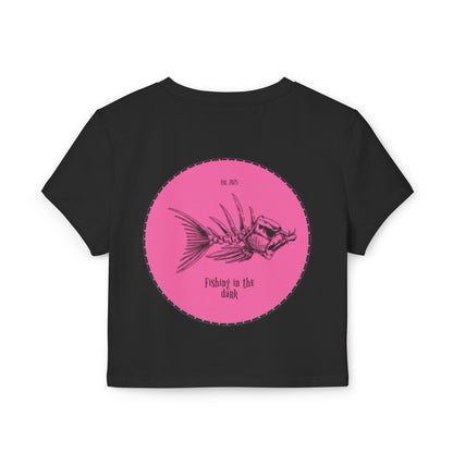 Fishing in the Dark Women's Baby Tee - Fun Graphic Tee for Fishing Enthusiasts