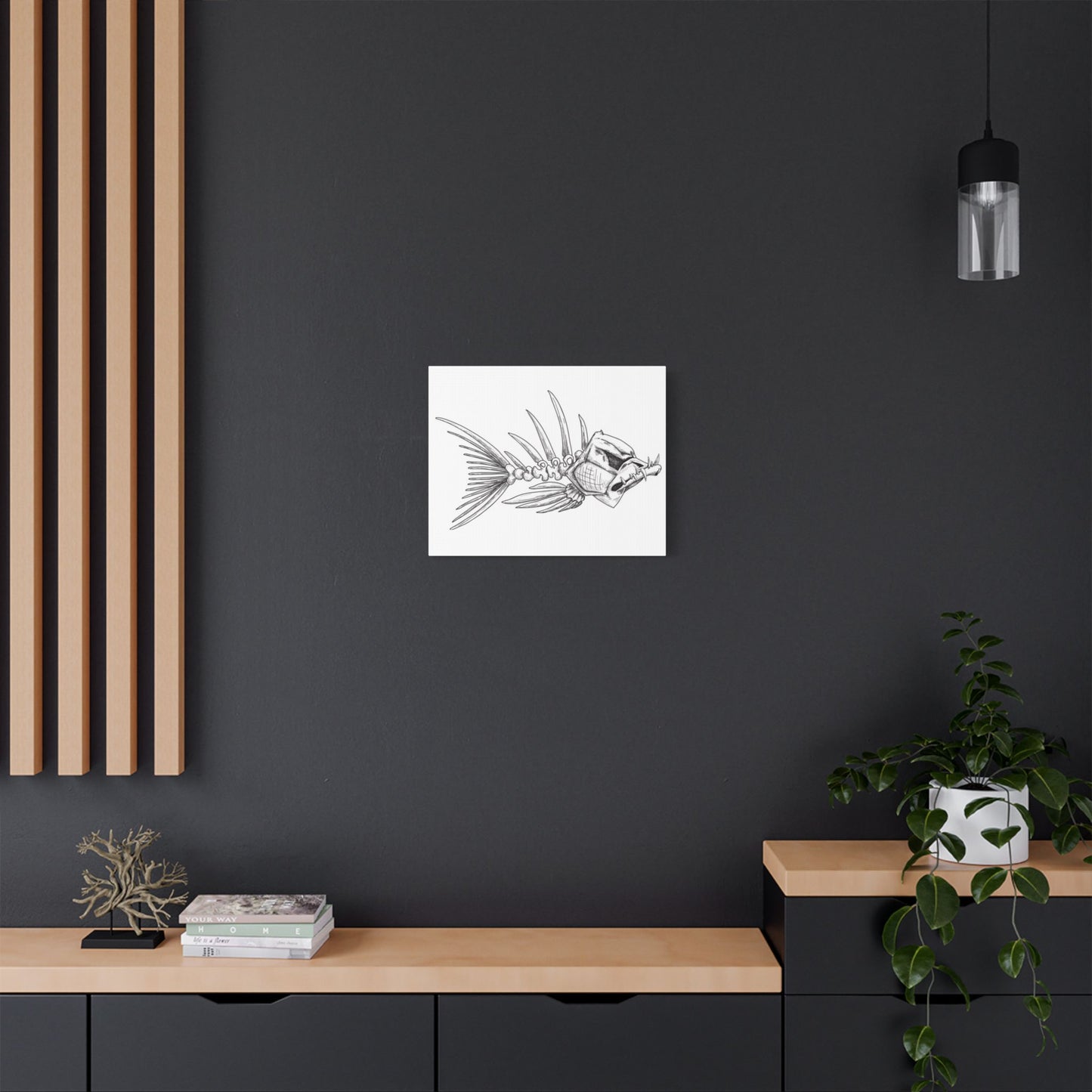 Artistic Fish Skeleton Canvas Print - Unique Home Decor for Ocean Lovers