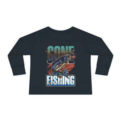 Wishin' I Was Fishin' Toddler Long Sleeve Tee - Fun Fishing Graphic Tee for Kids