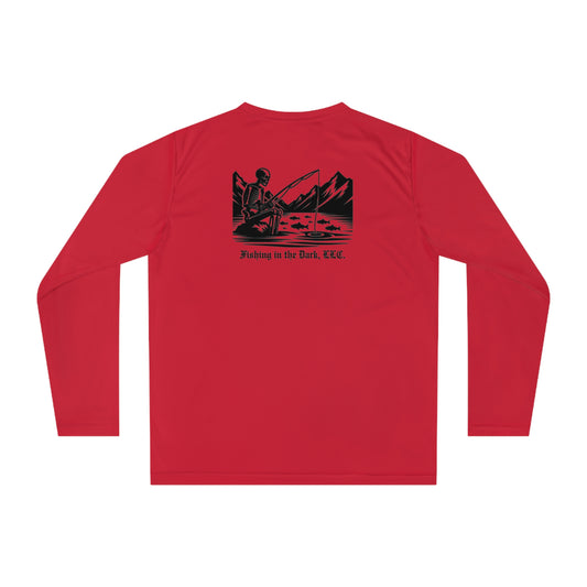 Unisex Fishing Performance Long Sleeve Shirt - 'Fishing in the Dark' Graphic Tee