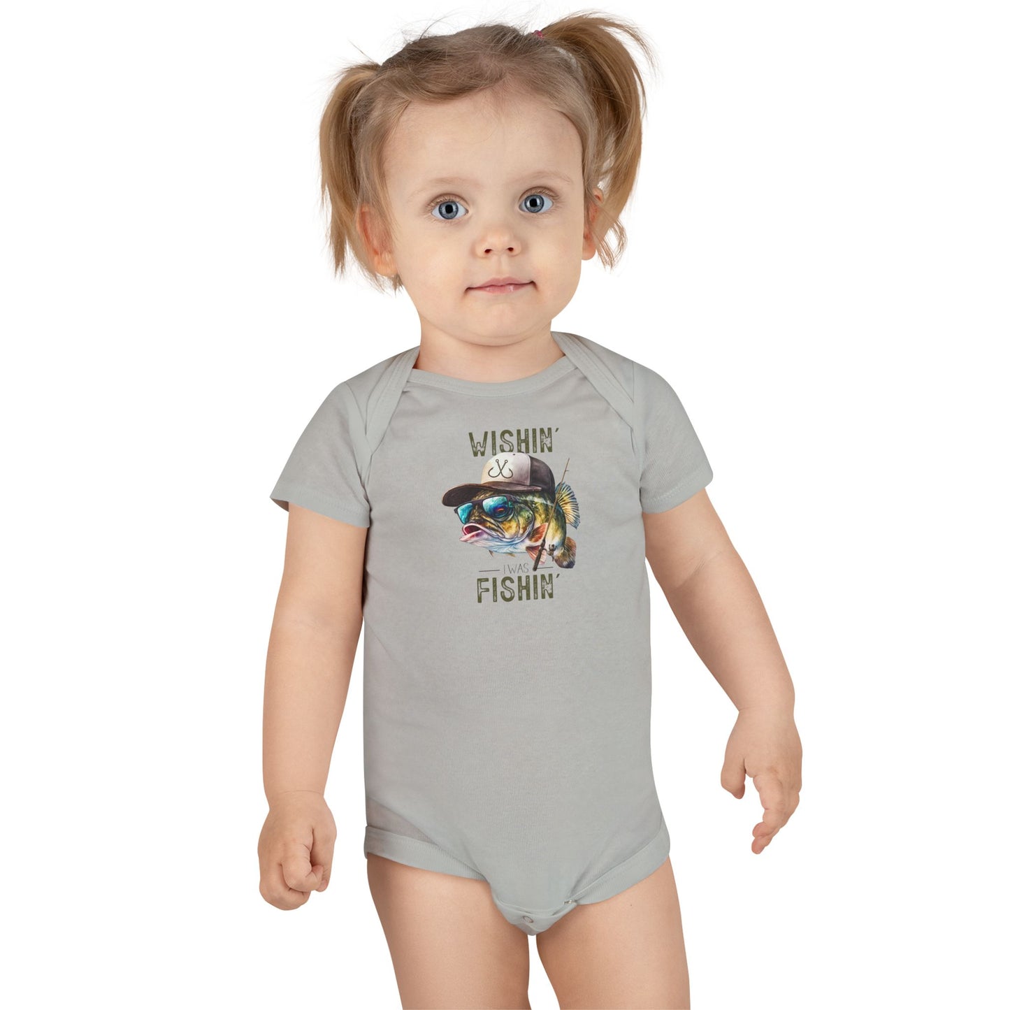 Fishing Baby Onesie® - 'Wishin' & Fishin' Design, Perfect for Outdoor Enthusiasts