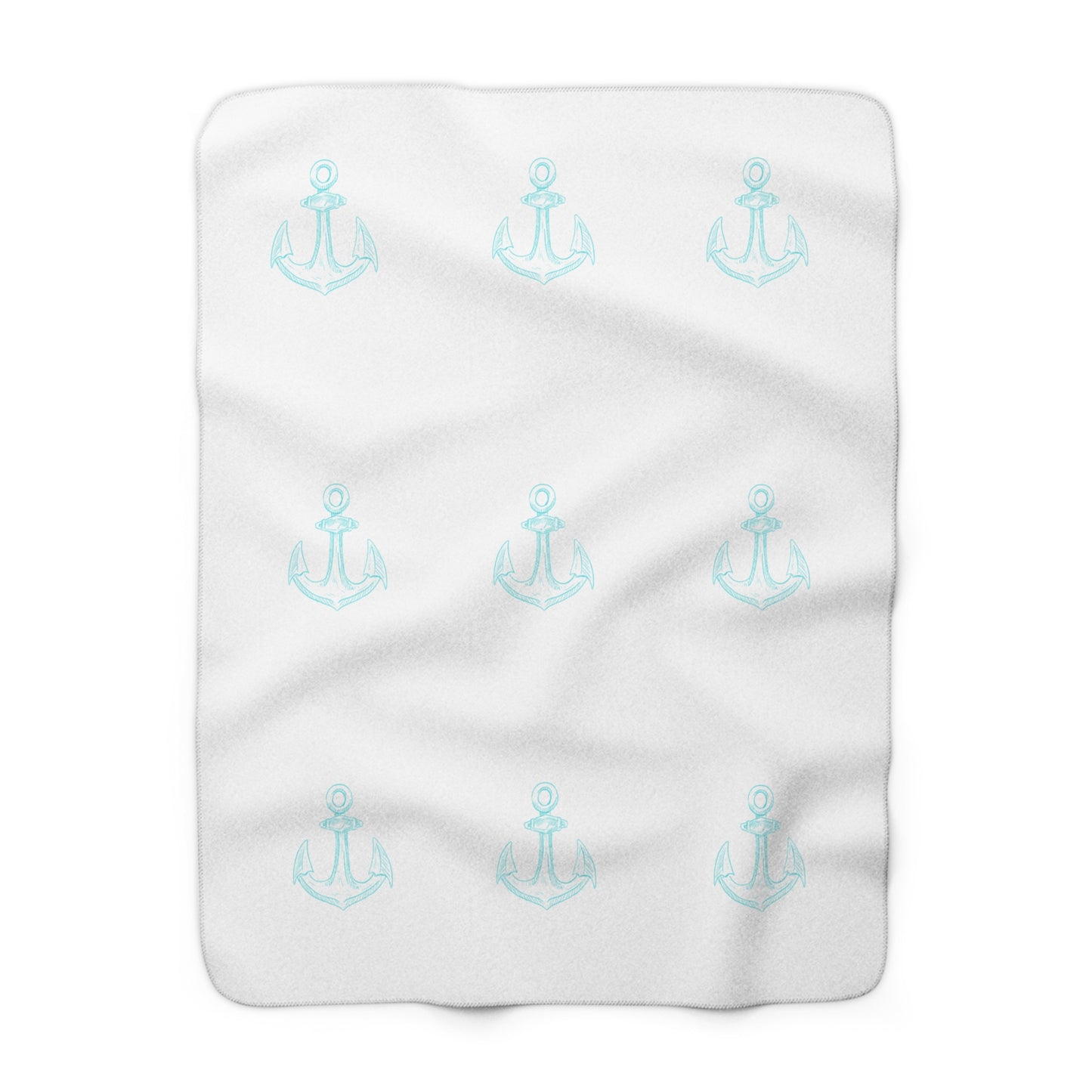 Nautical Anchor Sherpa Fleece Blanket - Soft Cozy Gift for Boaters & Beach Lovers