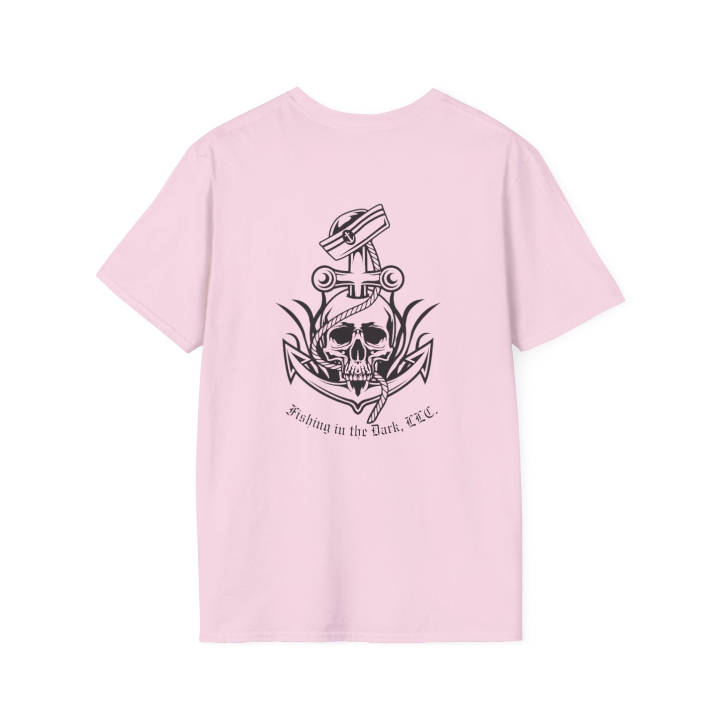 Fishing Enthusiast Unisex Softstyle T-Shirt - 'Fish On' & Skull Design