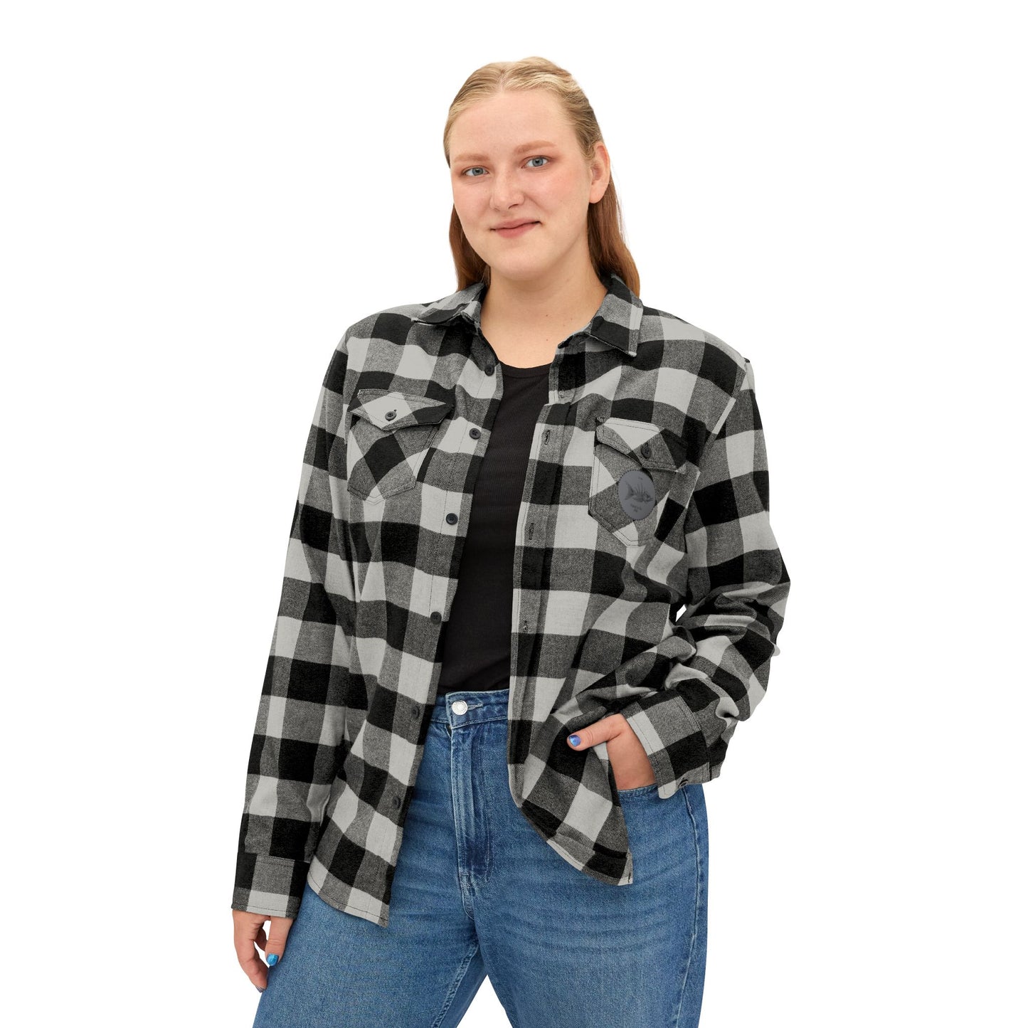 Cozy Unisex Flannel Shirt - Classic Black and White Checkered Pattern