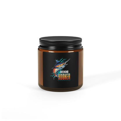 Weekend Hooker Scented Soy Candle - Multi-Size Amber Jar for Fishing Lovers