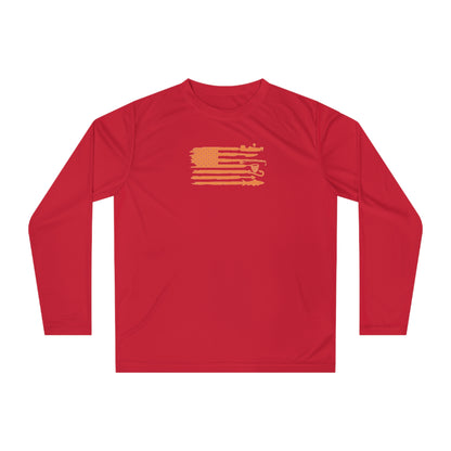 Weekend Hooker Unisex Performance Long Sleeve Shirt - Fishing Apparel with American Flag Design